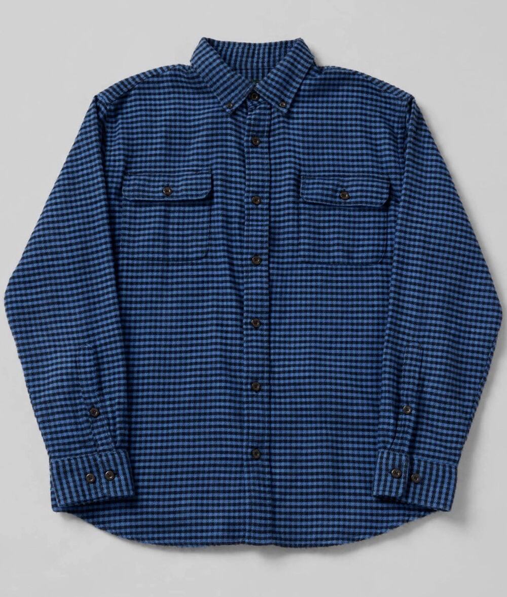 Orvis 3GLL Men’s XXL Classic Fit Blue Black Houndstooth Cotton Wool Flannel